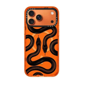 Coque iPhone Transparente Orange à Motif Serpent