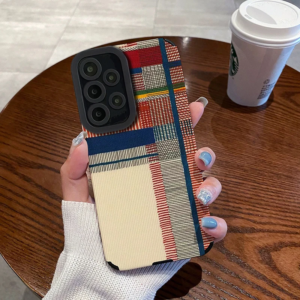 Coque Samsung Motif Tissu Écossais Multicolore - Style Rétro et Tendance