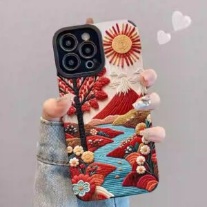 Coque Samsung Brodée Main - Soleil & Montagne