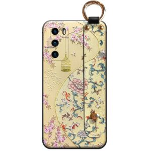 Coque Samsung Élégance Orientale - Motif Fleurs d'Oiseau en Cage Doré avec Support Doigt