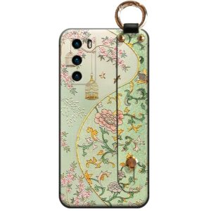 Coque Samsung Jardin Secret - Motif Botanique Vert & Rose avec Bracelet Poignet
