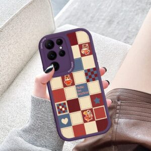 Étui Samsung Bordure Violette - Patchwork Chic avec Animaux, Étoiles & Vœux