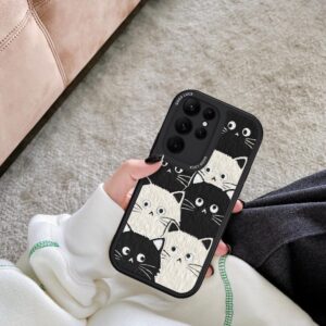 Coque Samsung Graphique Minimaliste - Motif Chats et Chiffres Noir et Blanc