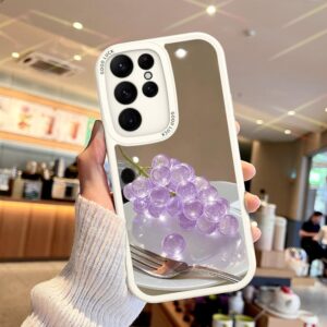 Coque Samsung miroir avec motif raisin violet et couverts - Design culinaire élégant