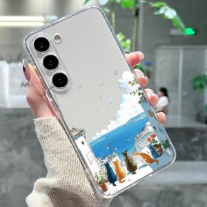 Coque Samsung Apaisante - Paysage Marin au Coucher de Soleil avec Chats