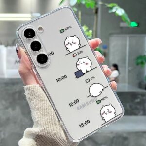 Coque Samsung Transparente Créative - Ourson et Niveau de Batterie selon l’Heure
