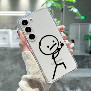 Coque Samsung au Trait Essentiel - Silhouette Noire Dynamique et Graphique