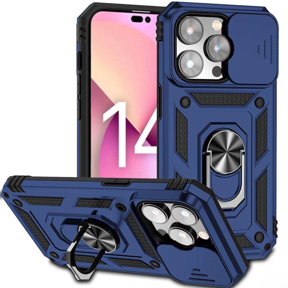 Coque pour iPhone 14 - support rotatif avec protection 360° - Métal - Classique