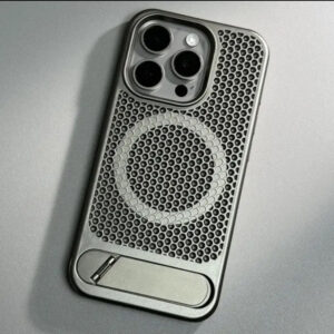 Coque iPhone 15 Pro Max - Refroidissement par Nid d'Abeille avec Support Intégré Anti-Choc pour Gamers et Utilisateurs Intensifs