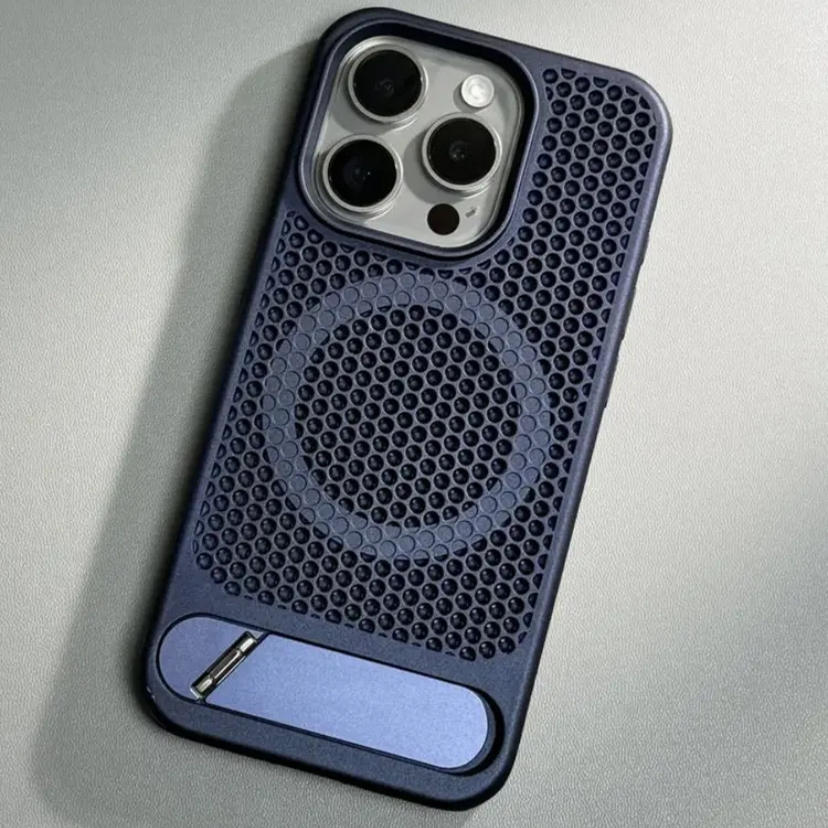 Coque iPhone 15 Pro Max - Refroidissement par Nid d'Abeille avec Support Intégré Anti-Choc pour Gamers et Utilisateurs Intensifs – Image 2