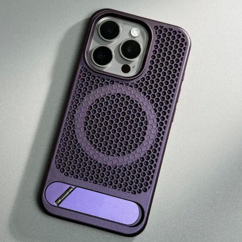 Coque iPhone 15 Pro Max - Refroidissement par Nid d'Abeille avec Support Intégré Anti-Choc pour Gamers et Utilisateurs Intensifs – Image 4