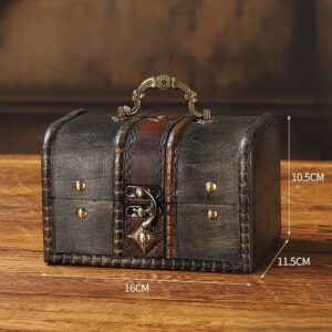 Valisette Vintage Gris Grande Taille en Bois - Boîte à Bijoux Industrielle avec Poignée Portable et Fermoir Sécurisé pour Gadgets et Objets de Valeur