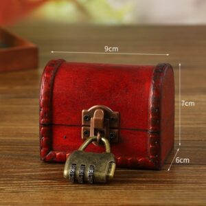 Mini Valisette en Bois Vintage Rouge à Code à 3 Chiffres - Boîte à Bijoux Sécurisée pour Petits Objets