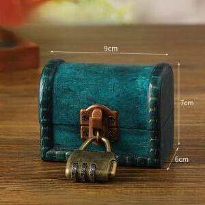 Mini Valisette en Bois Vintage Émeraude à Code à 3 Chiffres - Boîte à Bijoux Sécurisée pour Petits Objets
