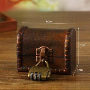 Mini Valisette en Bois Vintage Noix de Coco à Code à 3 Chiffres - Boîte à Bijoux Sécurisée pour Petits Objets