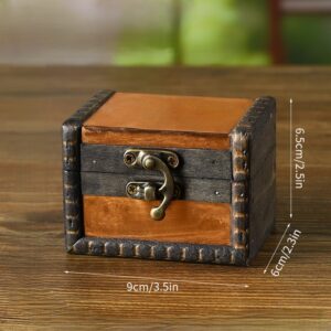 Boîte de Rangement en Bois Vintage Cuivre Lilas - Boîte à Bijoux Compacte avec Fermoir Ancien