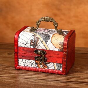 Valisette de Voyage Vintage Carte Marine - Boîte à Bijoux avec Poignée Portable et Fermoir Sécurisé