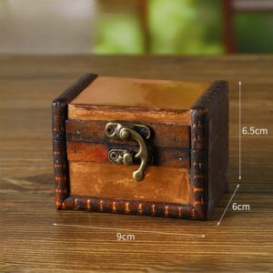 Boîte de Rangement en Bois Vintage Cuivre Émeraude - Boîte à Bijoux Exotique avec Fermoir Antidérapant pour Souvenirs de Voyage