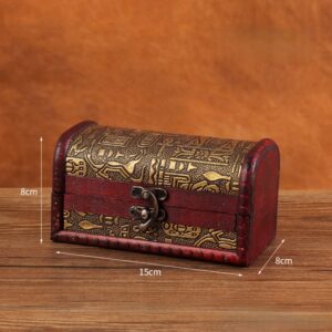 Boîte de Rangement en Bois Vintage Hiéroglyphes Égyptiens - Petite Boîte à Bijoux avec Fermoir Antidérapant